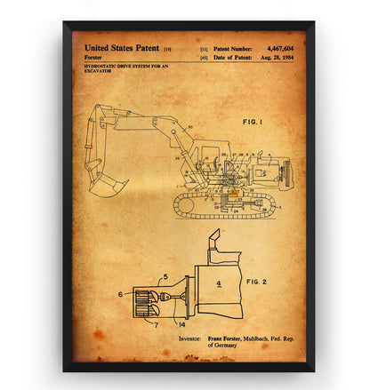 Excavator 1984 Patent Print - Magic Posters