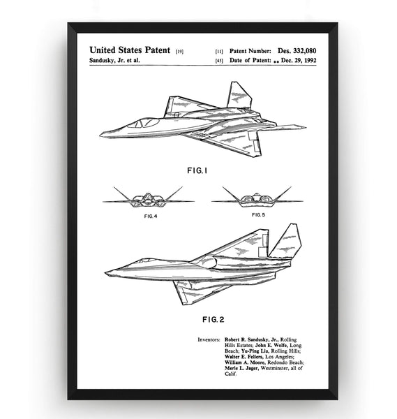 YF-23 Stealth Fighter Jet Patent Print - Magic Posters
