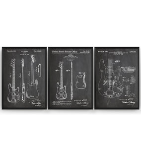 Fender Bass Guitars Set Of 3 Patent Prints - Magic Posters
