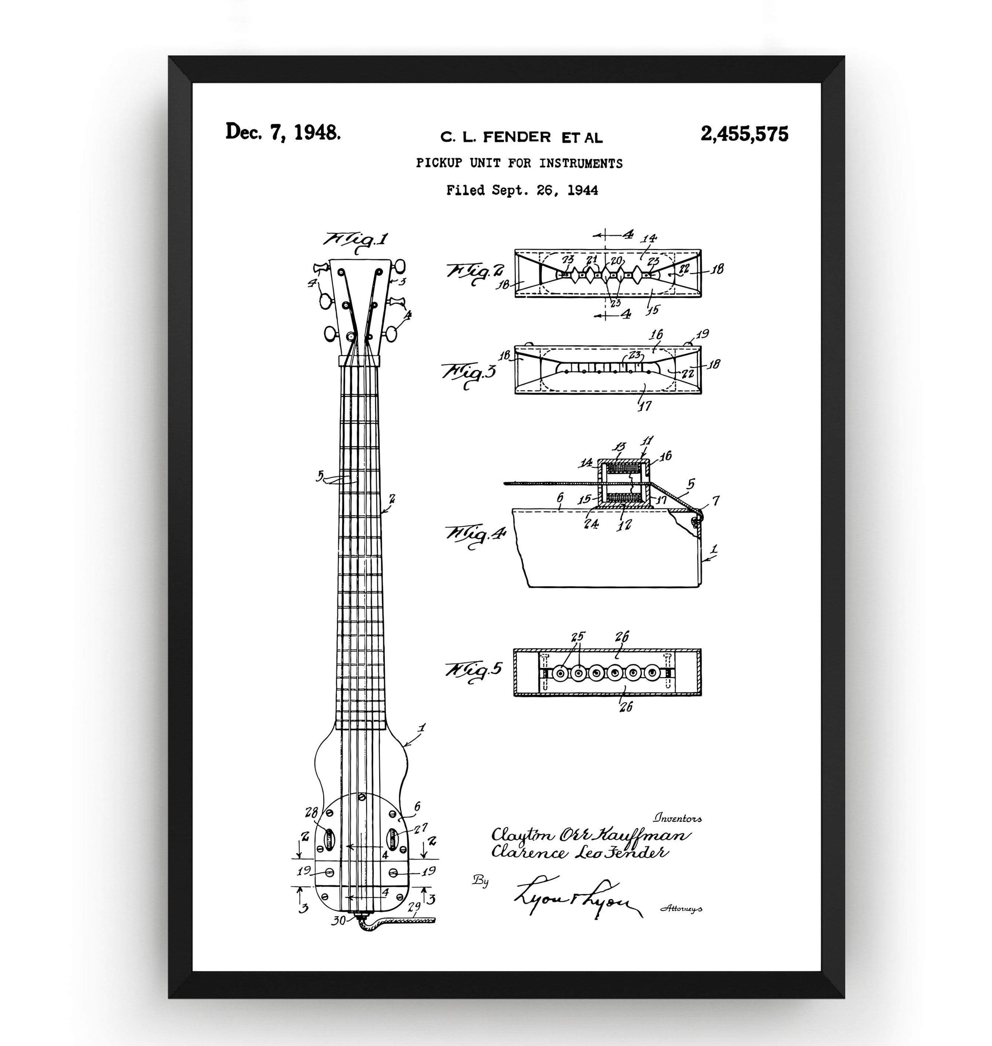 Fender Lap Steel Guitar 1948 Patent Print - Magic Posters