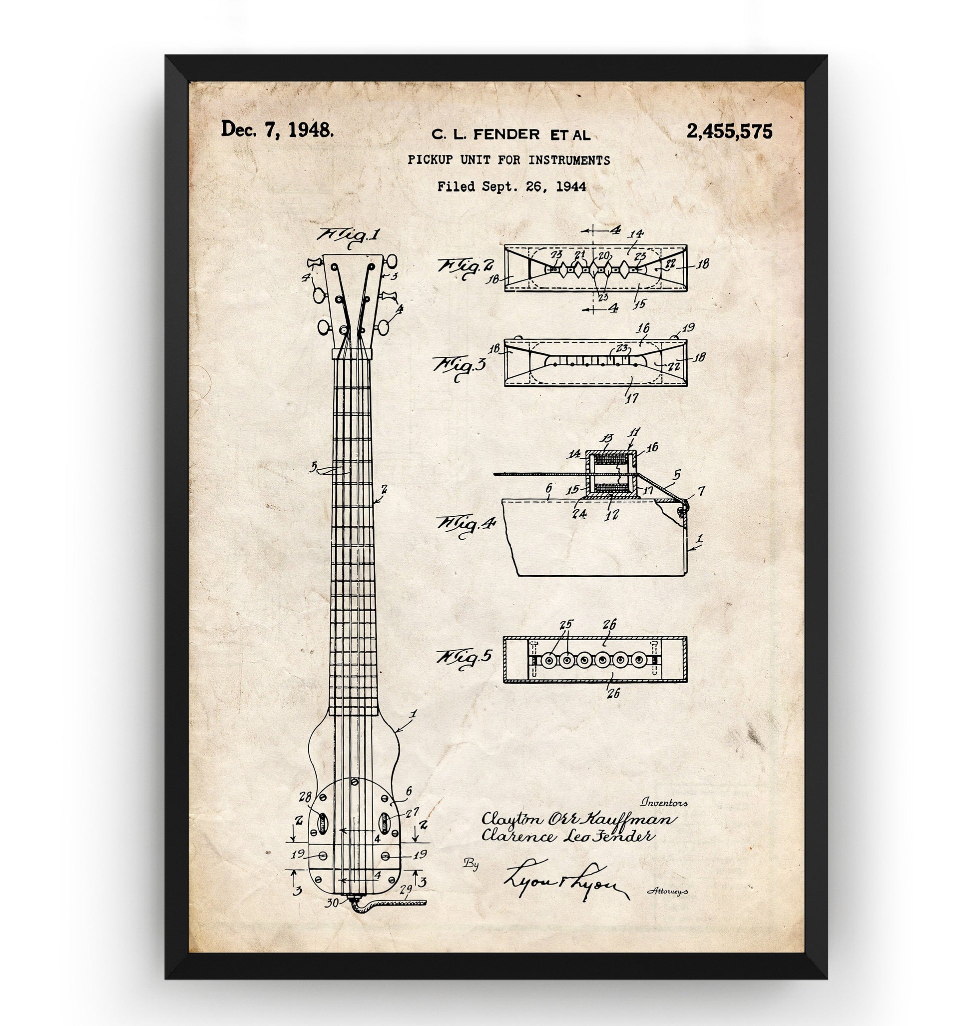 Fender Lap Steel Guitar 1948 Patent Print - Magic Posters