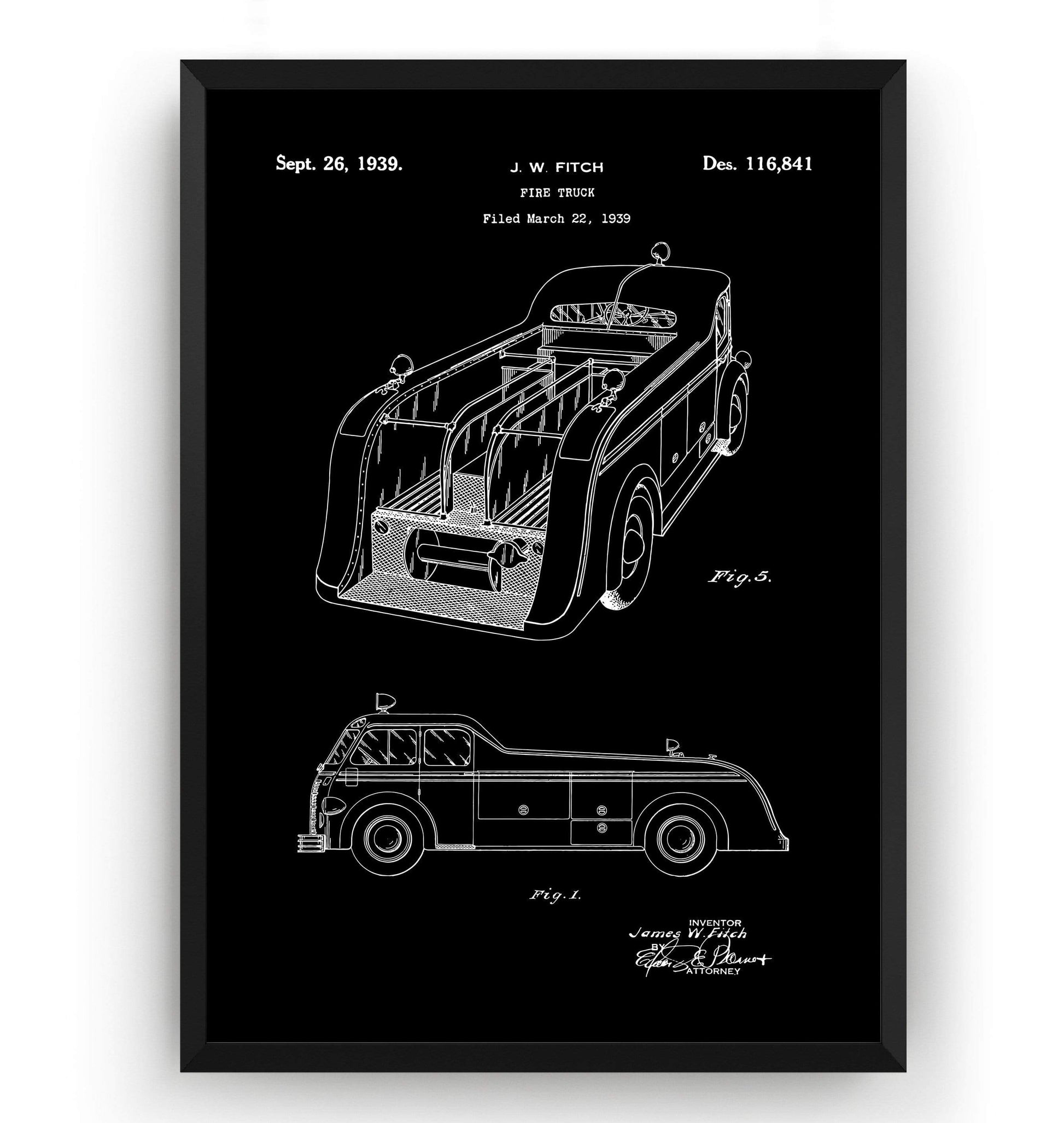 Fire Truck Patent Print - Magic Posters