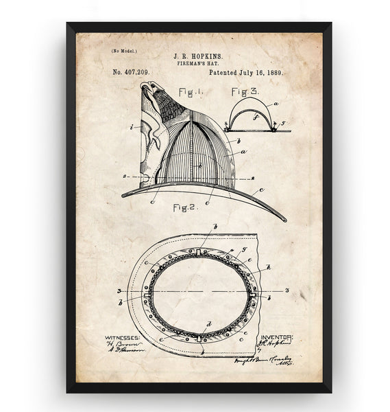 Firefighter Helmet Patent Print - Magic Posters