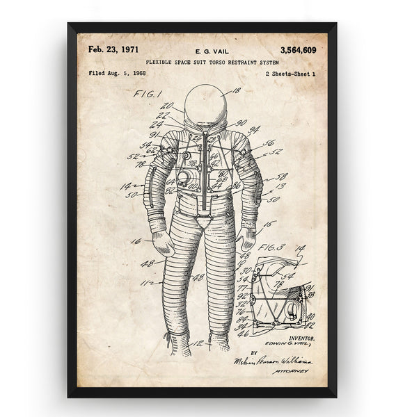 Flexible Space Suit 1971 Patent Print - Magic Posters