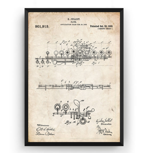 Flute 1908 Patent Print - Magic Posters