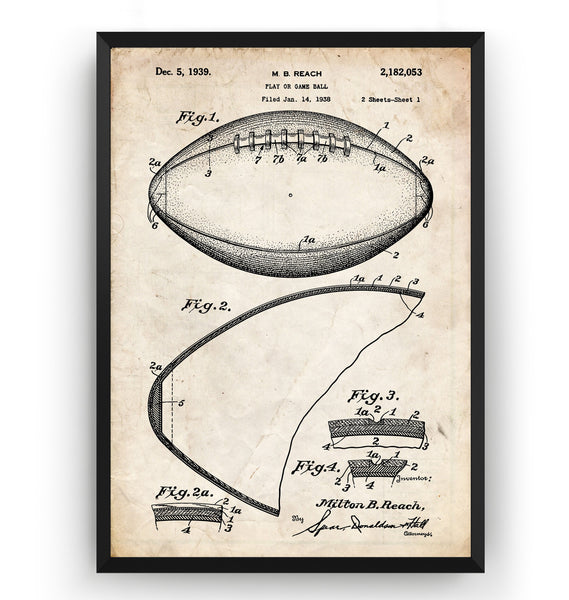 Football Game Ball 1938 Patent Print - Magic Posters
