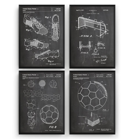 Football Set Of 4 Patent Prints - Magic Posters