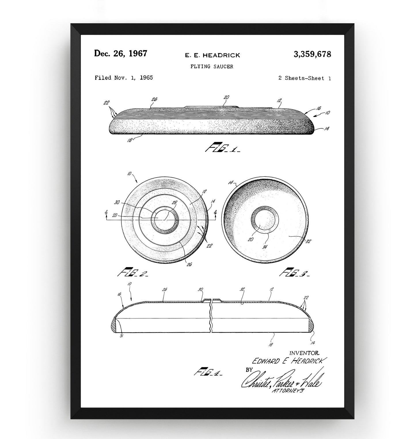 Frisbee 1967 Patent Print - Magic Posters
