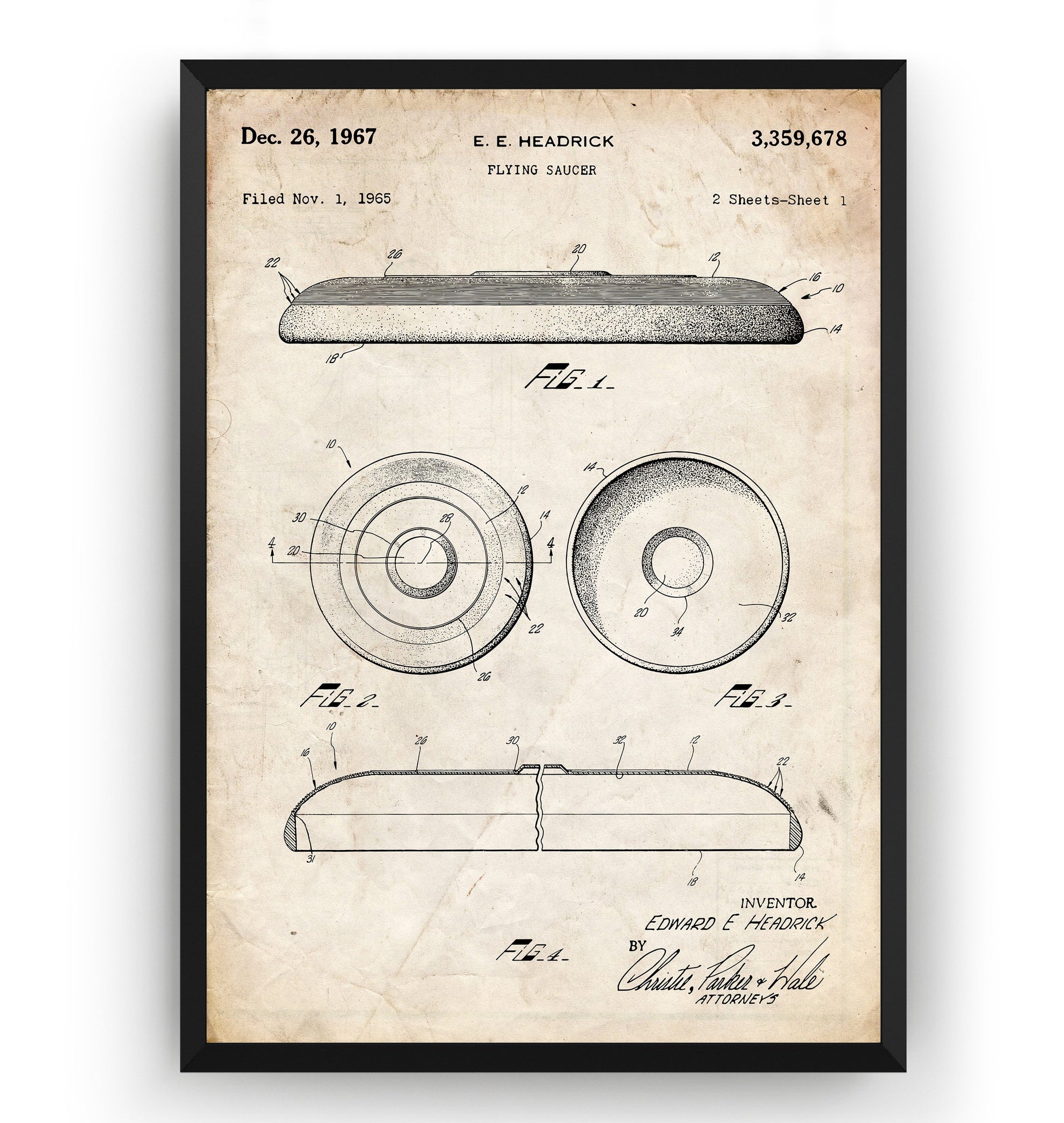 Frisbee 1967 Patent Print - Magic Posters