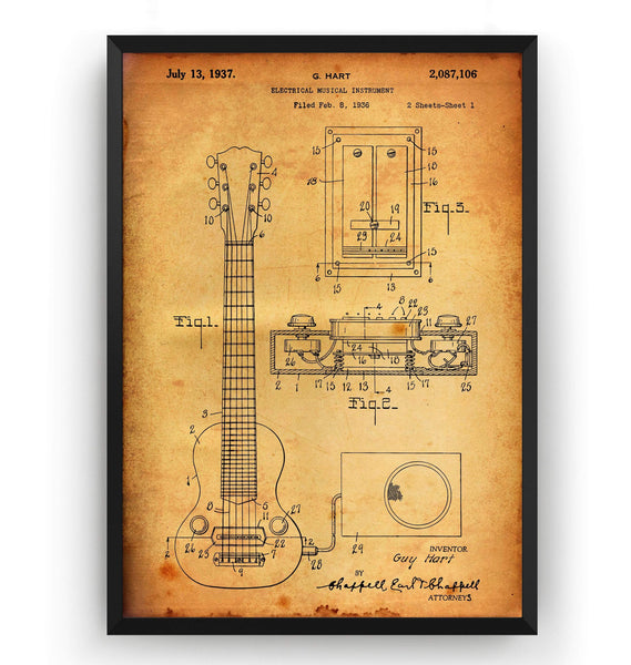 Gibson E-150 Guitar Patent Print - Magic Posters