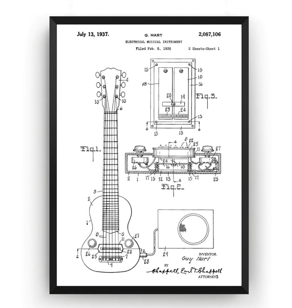 Gibson E-150 Guitar Patent Print - Magic Posters