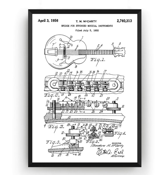 Gibson ES-335 Guitar 1956 Patent Print - Magic Posters