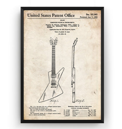 Gibson Explorer Guitar 1958 Patent Print - Magic Posters