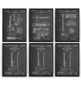 Gibson Guitar Set Of 6 Patent Prints - Magic Posters
