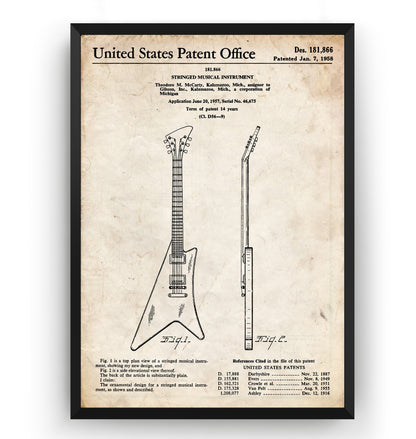Gibson Moderne Guitar 1958 Patent Print - Magic Posters