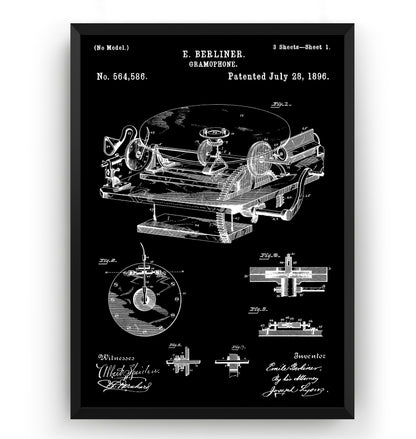 Gramophone 1896 Patent Print - Magic Posters