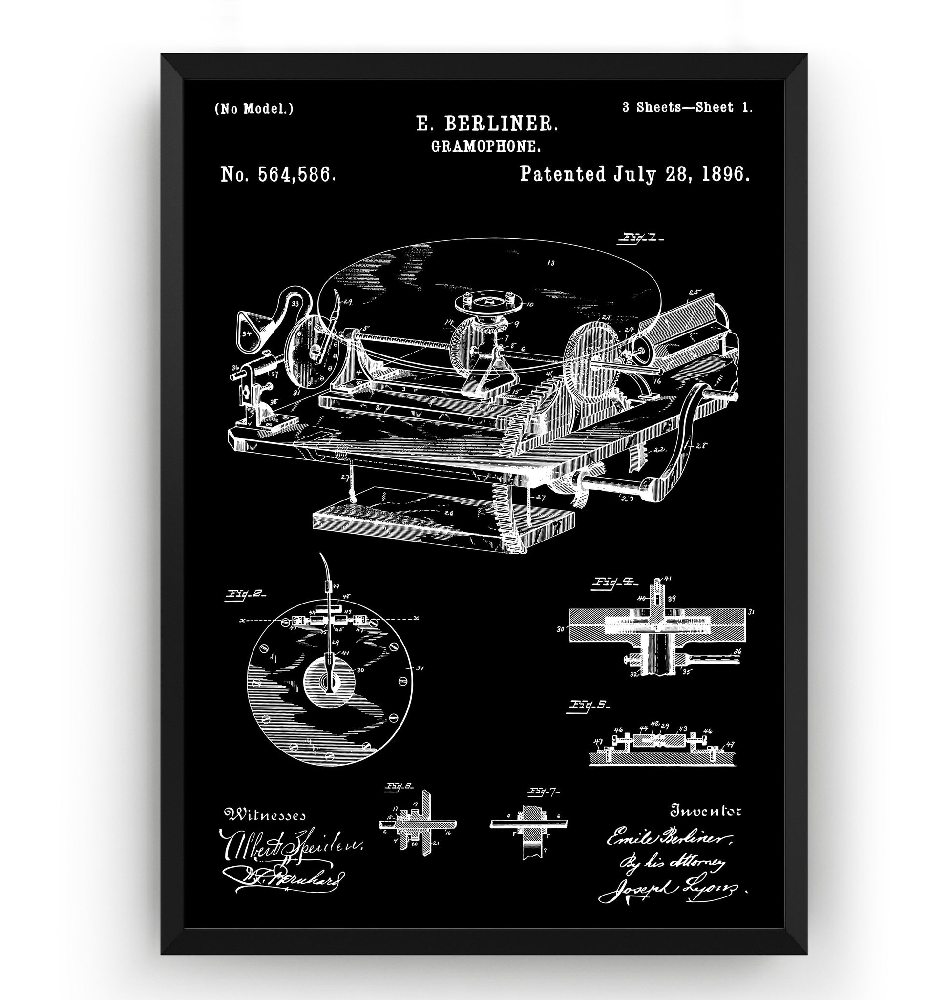 Gramophone 1896 Patent Print - Magic Posters