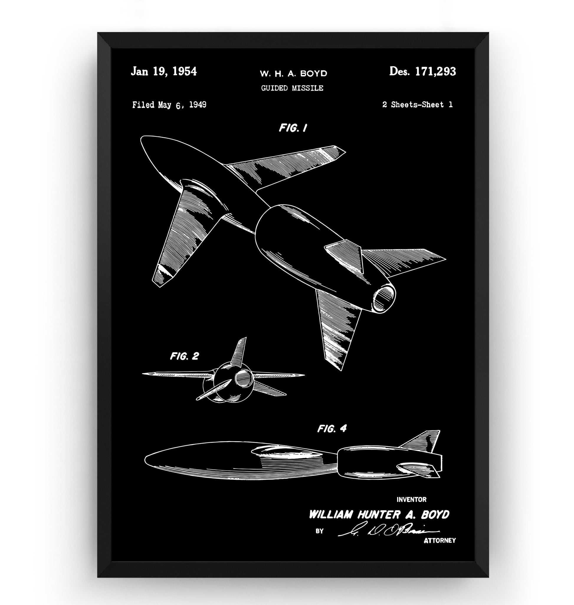 Guided Missile 1954 Patent Print - Magic Posters