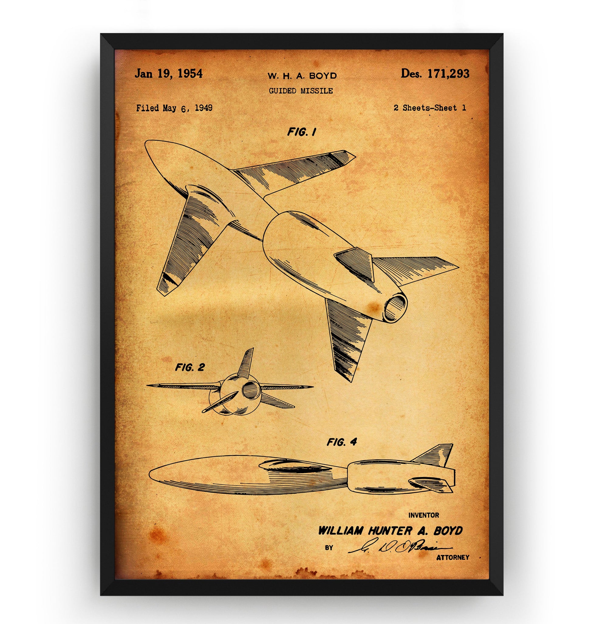 Guided Missile 1954 Patent Print - Magic Posters