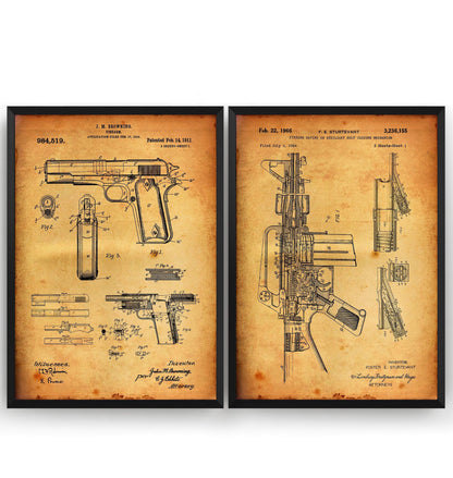 Gun Set Of 2 Patent Prints - Magic Posters