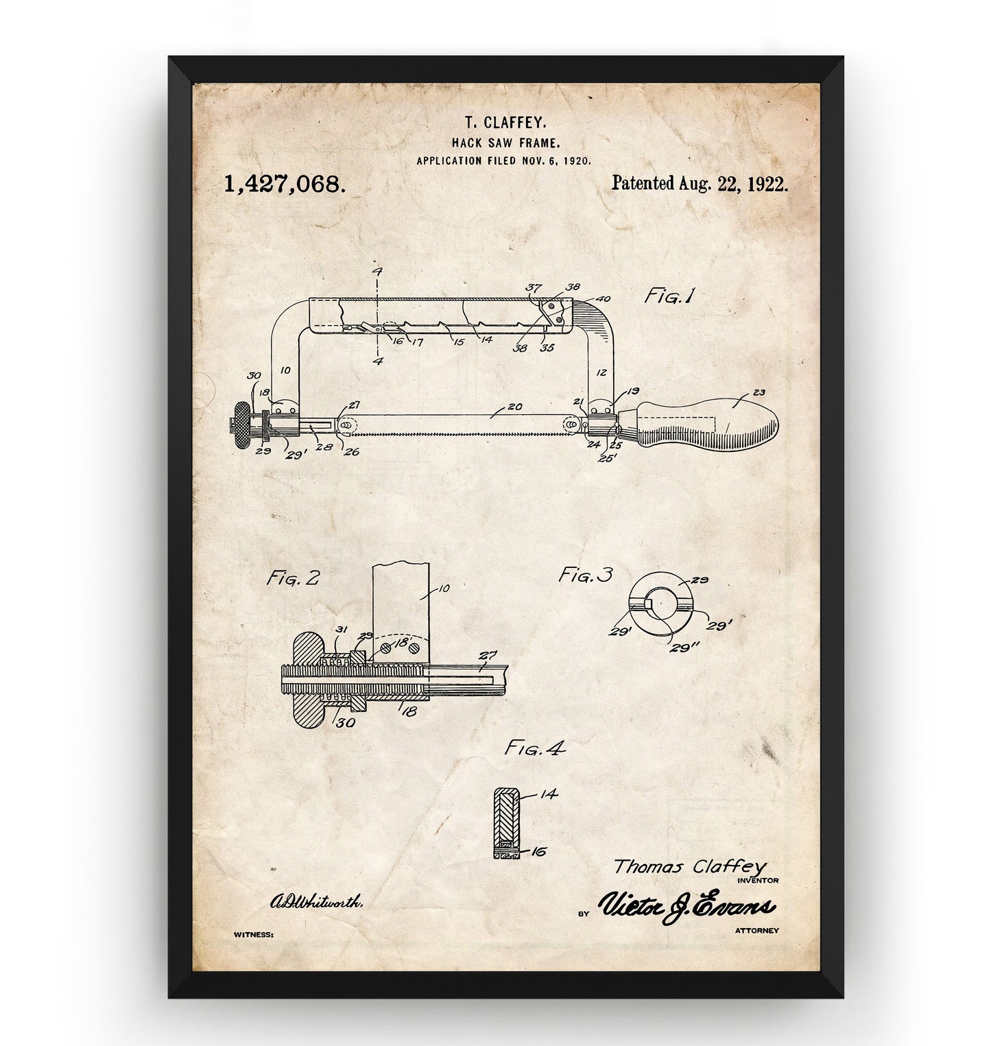 Hacksaw 1920 Patent Print - Magic Posters