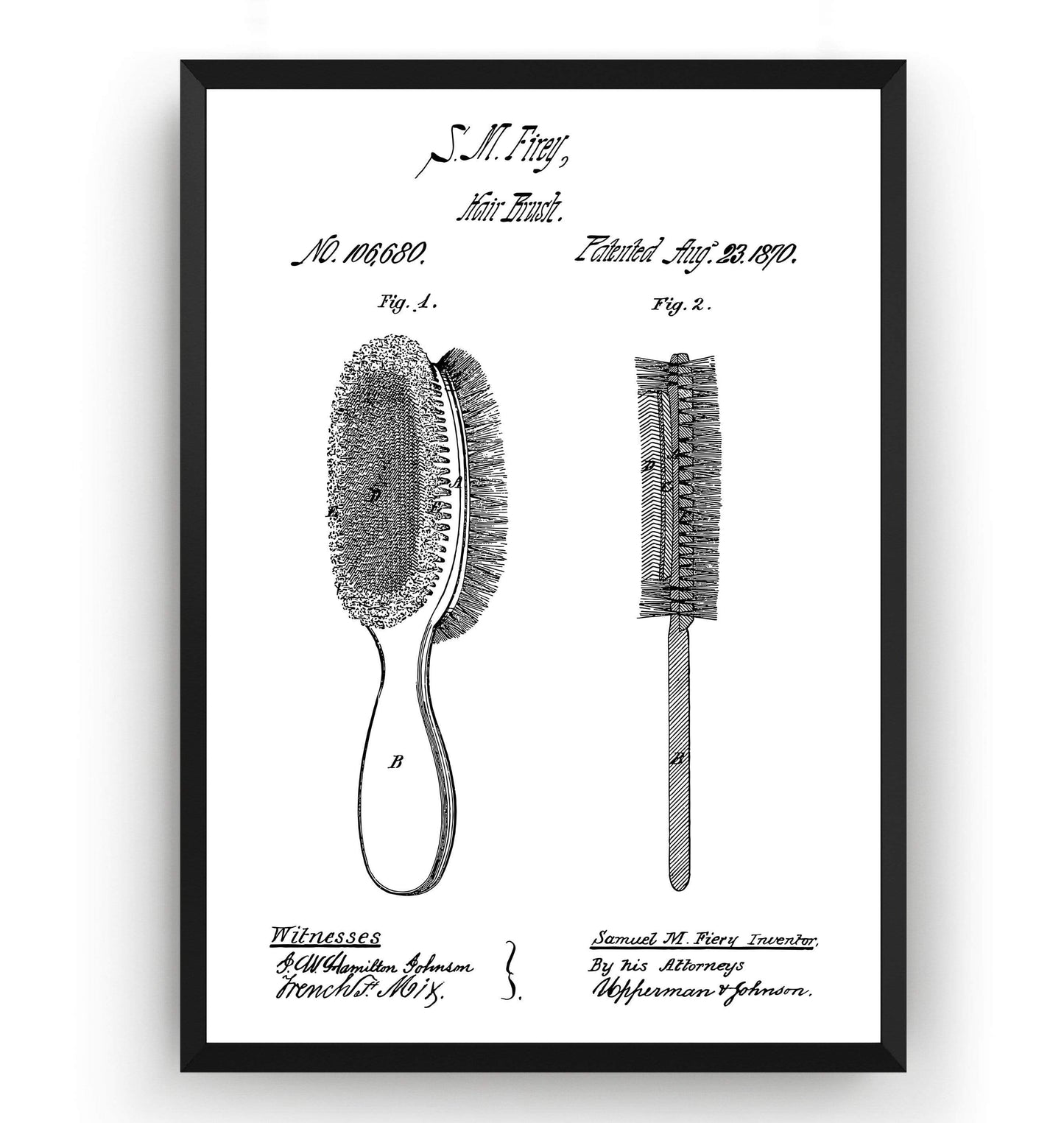 Hair Brush 1870 Patent Print - Magic Posters