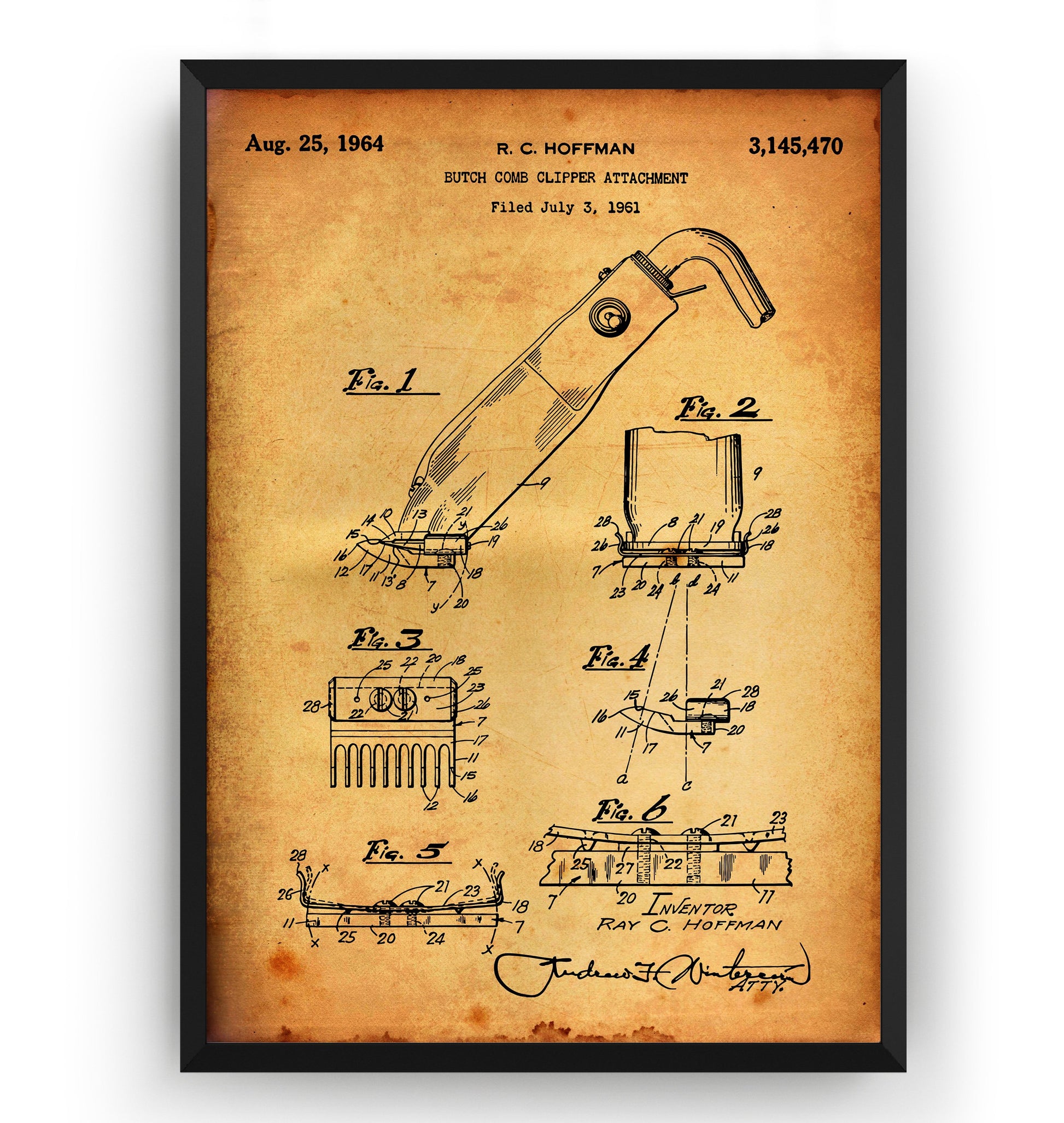 Hair Clipper 1964 Patent Print - Magic Posters
