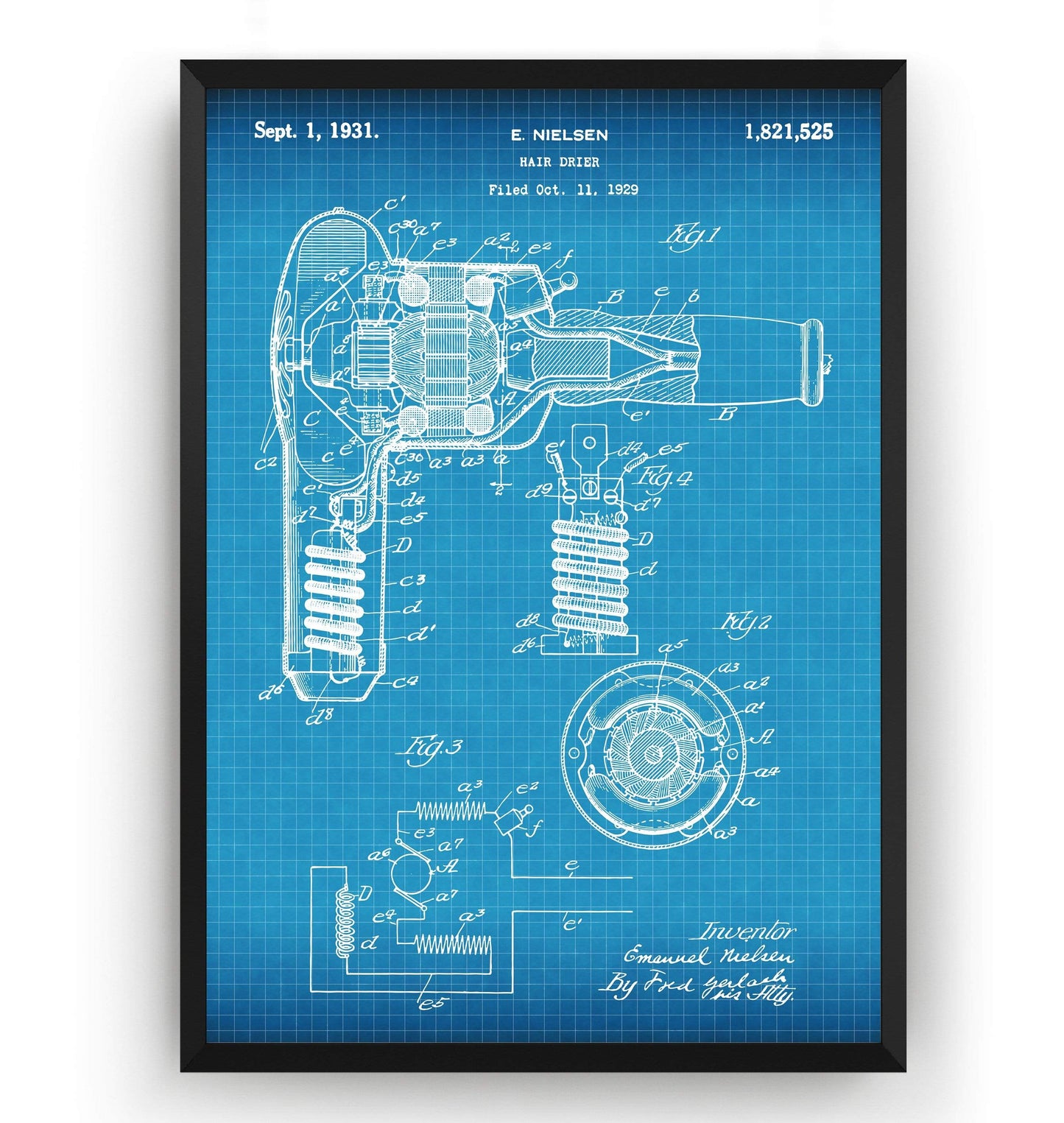 Hair Dryer 1931 Patent Print - Magic Posters
