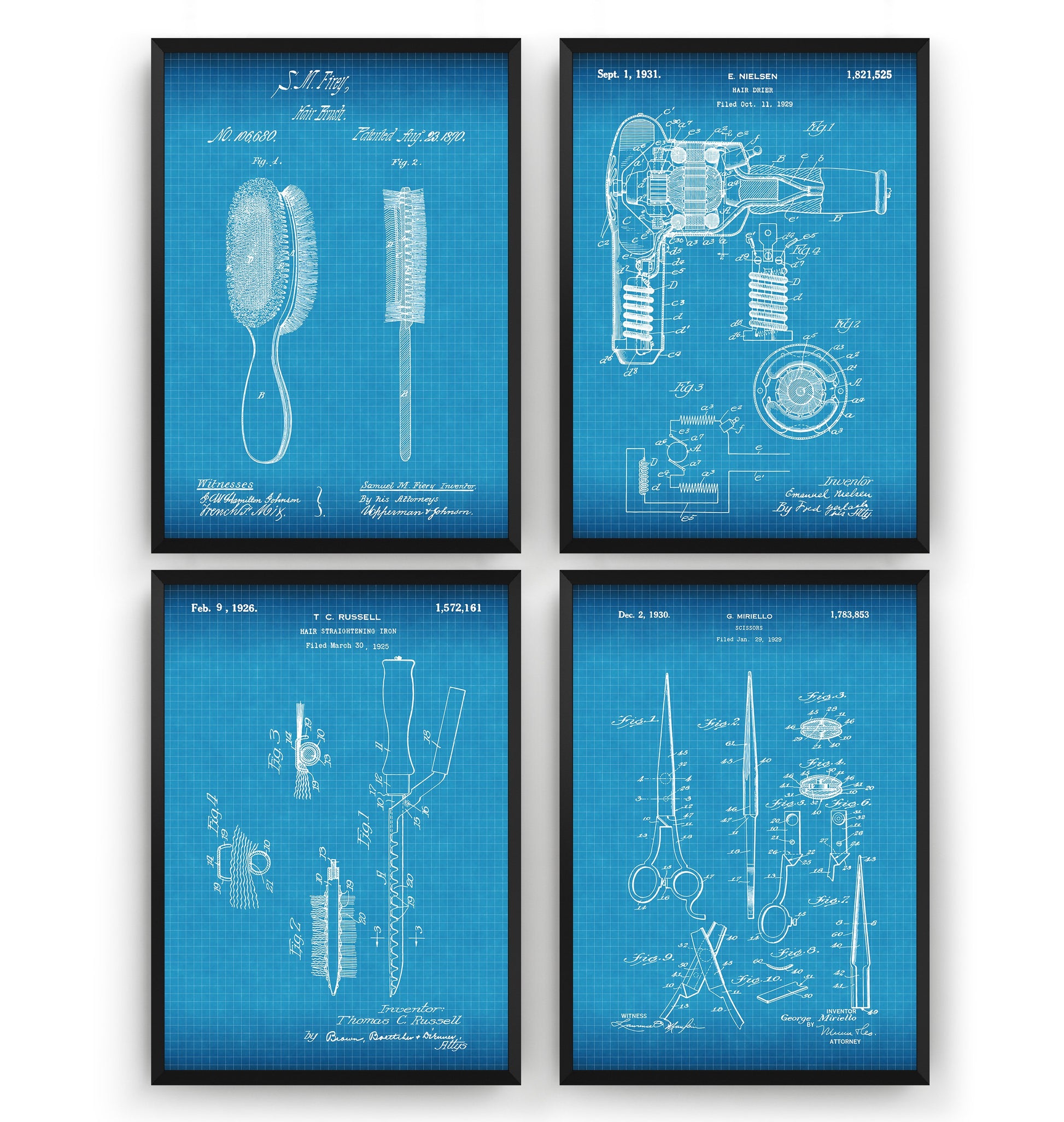 Hairdressers Salon Set Of 4 Patent Prints - Magic Posters