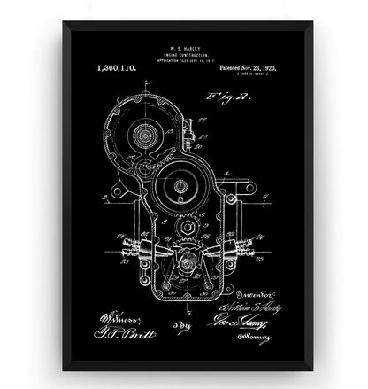 Harley Davidson Engine Construction Patent Print - Magic Posters
