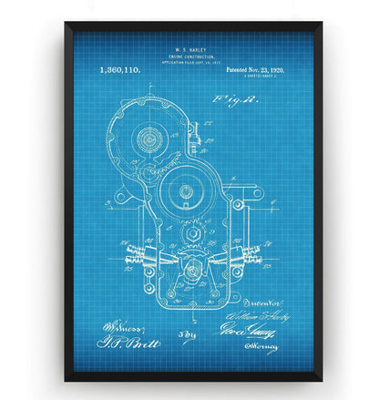 Harley Davidson Engine Construction Patent Print - Magic Posters