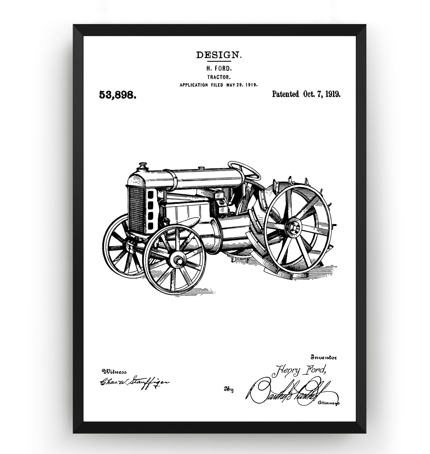 Henry Ford Tractor 1919 Patent Print - Magic Posters