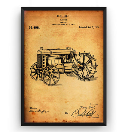 Henry Ford Tractor 1919 Patent Print - Magic Posters