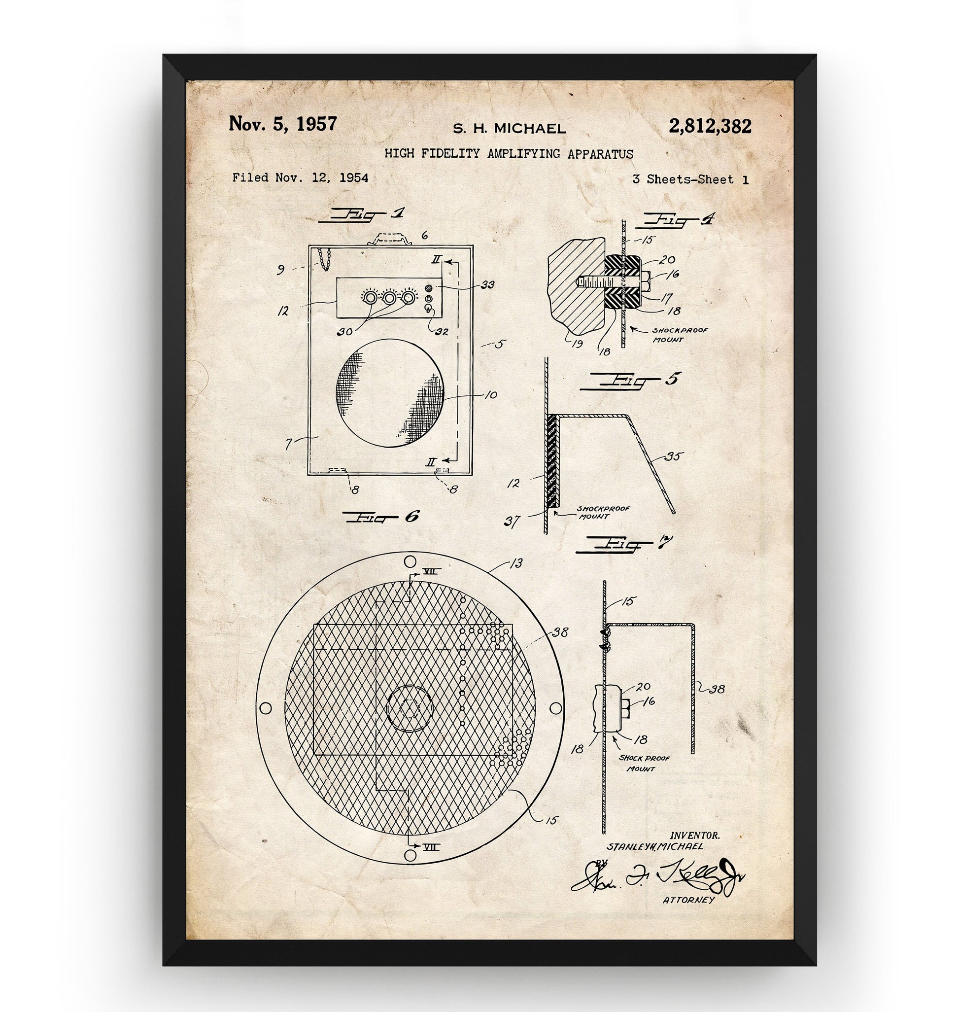 High Fidelity Amplifying Apparatus 1957 Patent Print - Magic Posters