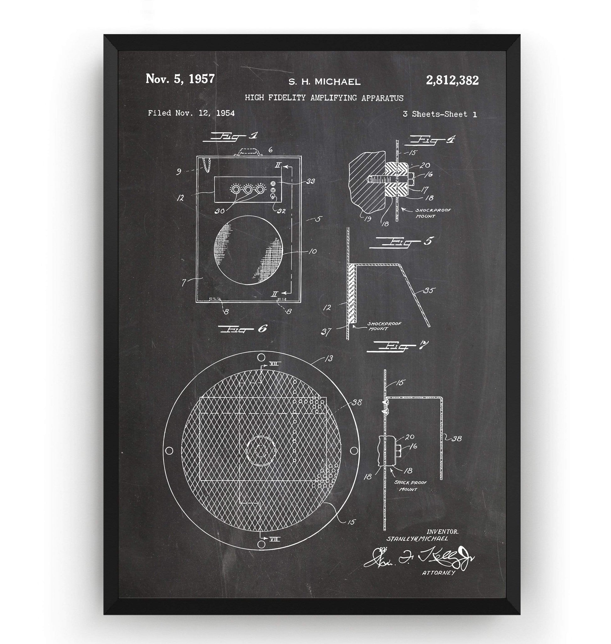 High Fidelity Amplifying Apparatus 1957 Patent Print - Magic Posters