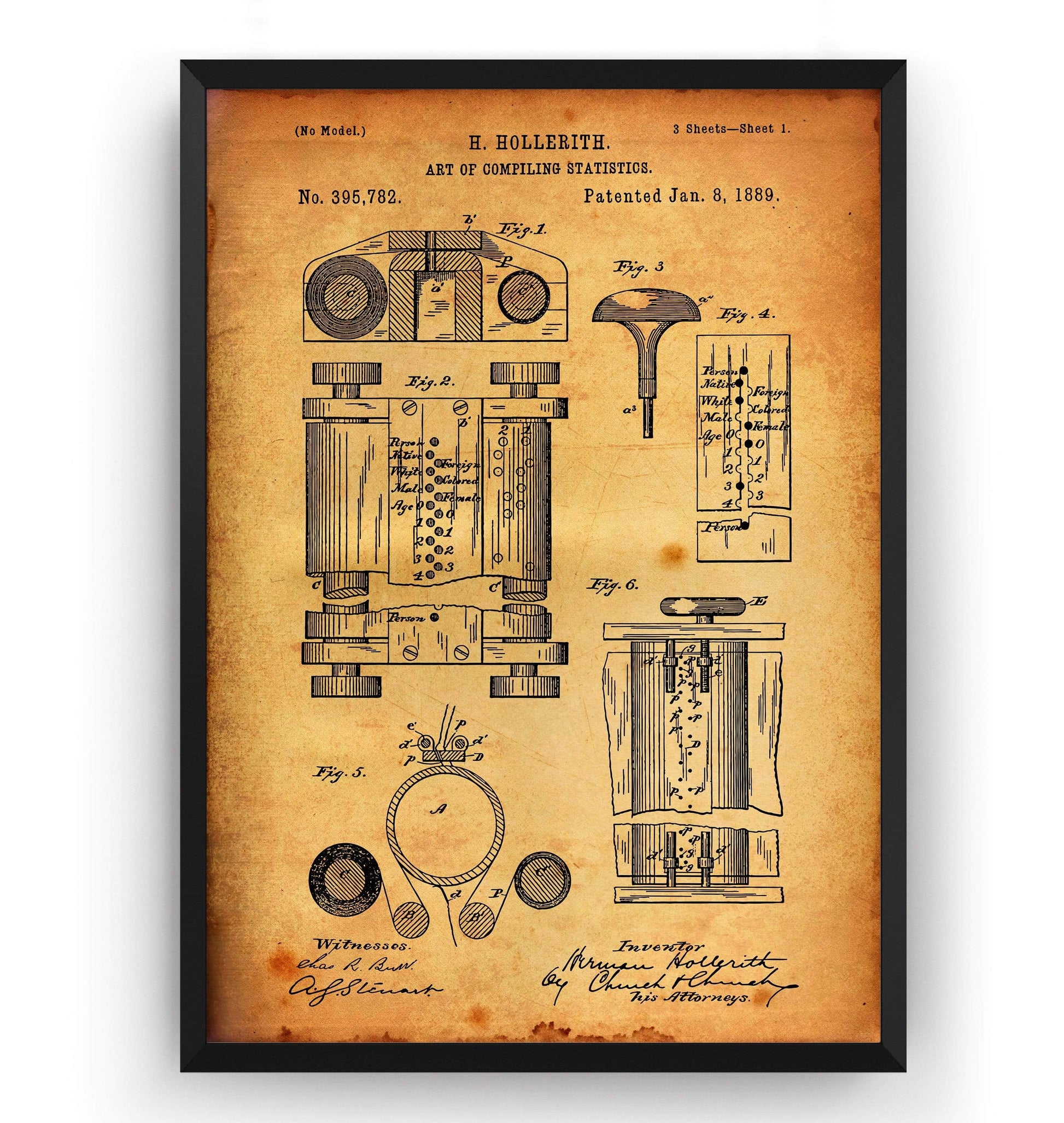 Hollerith Machine Patent Print - Magic Posters