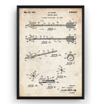 Hunting Arrow 1951 Patent Print - Magic Posters