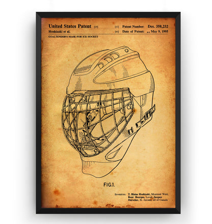 Ice Hockey Goalie Helmet 1995 Patent Print - Magic Posters