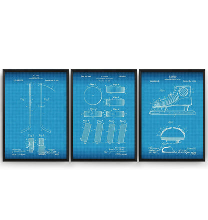 Ice Hockey Set Of 3 Patent Prints - Magic Posters