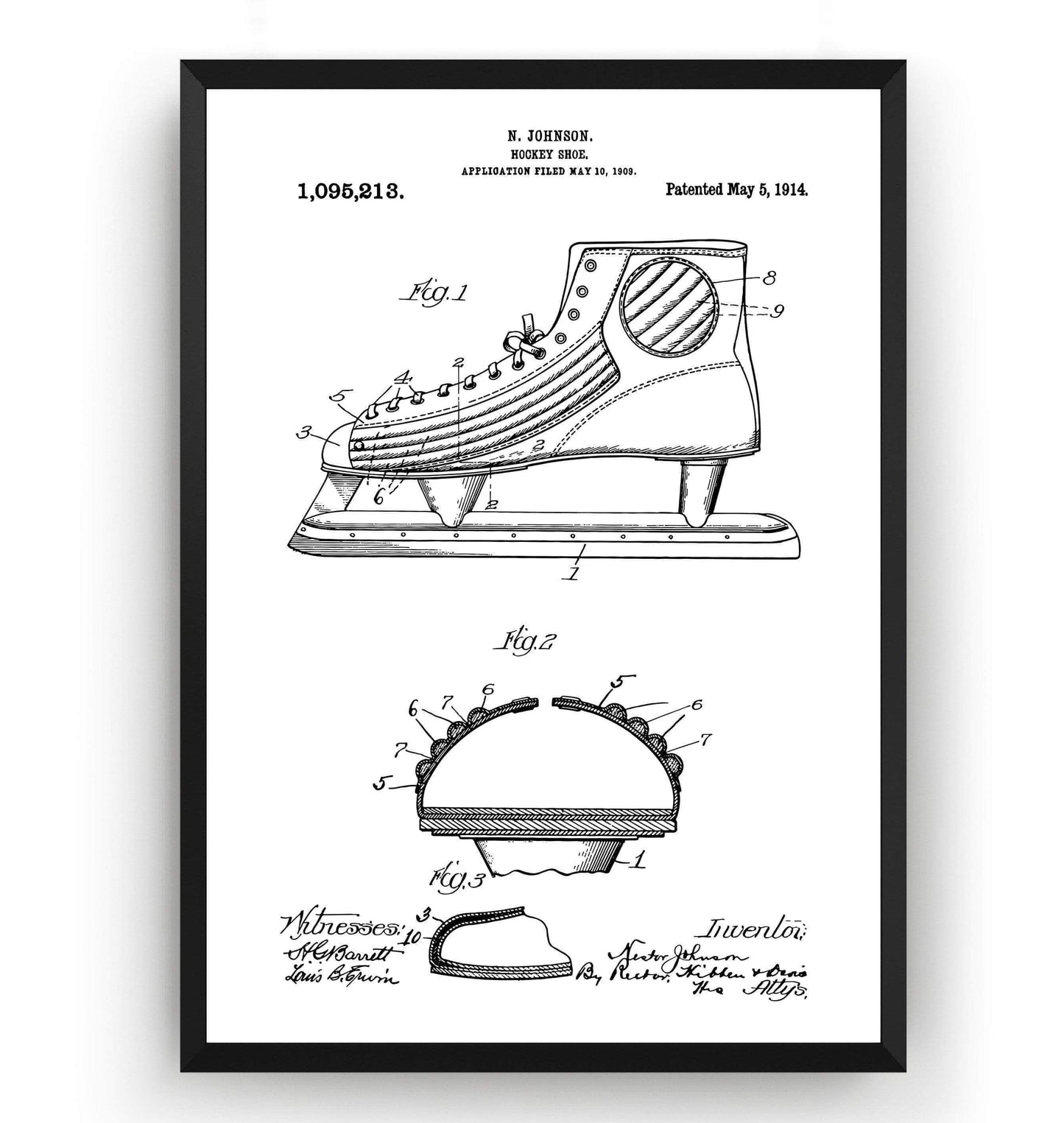 Ice Hockey Skates Patent Print - Magic Posters