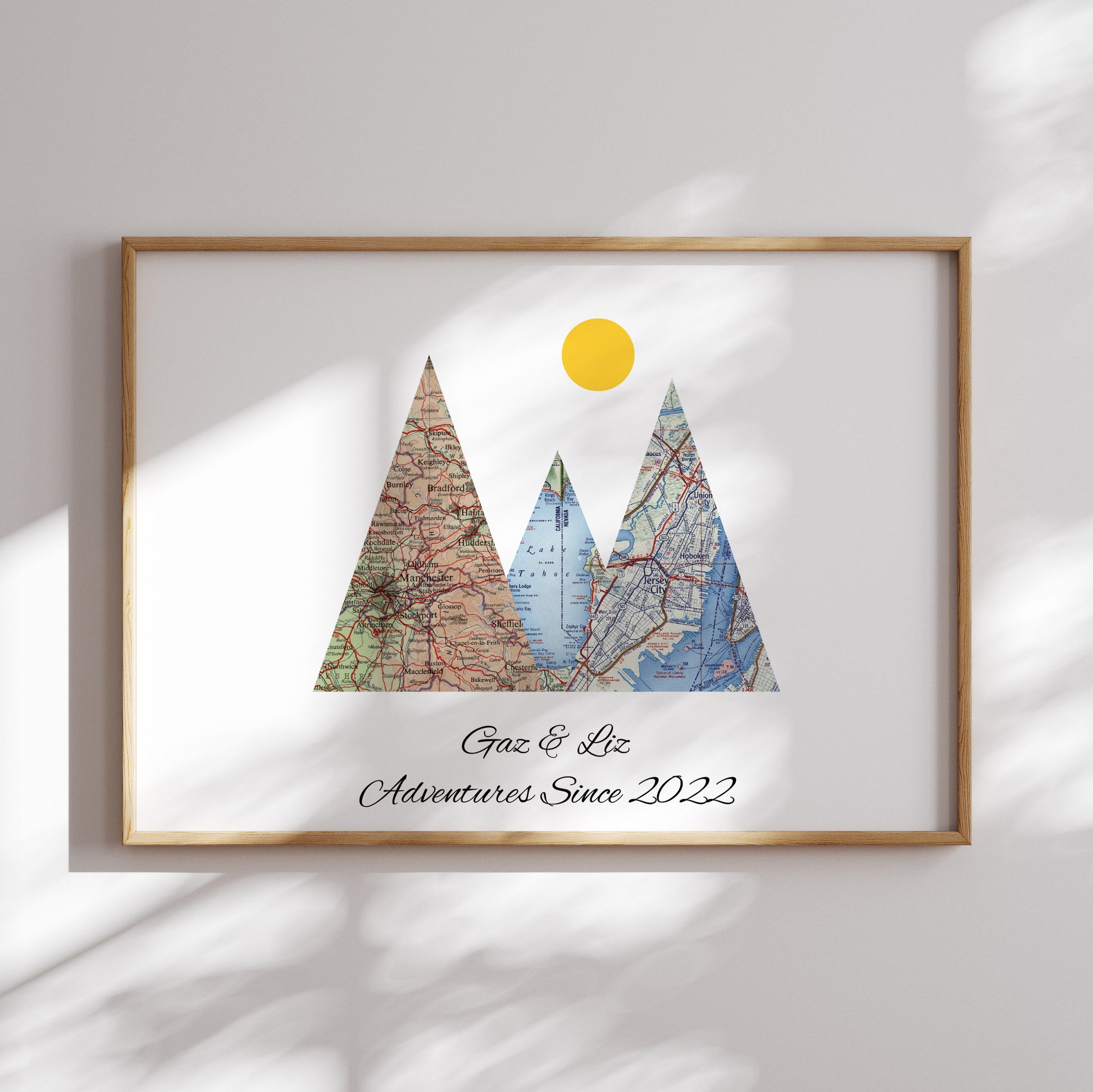 Personalised Travel Map Mountain Print - Magic Posters