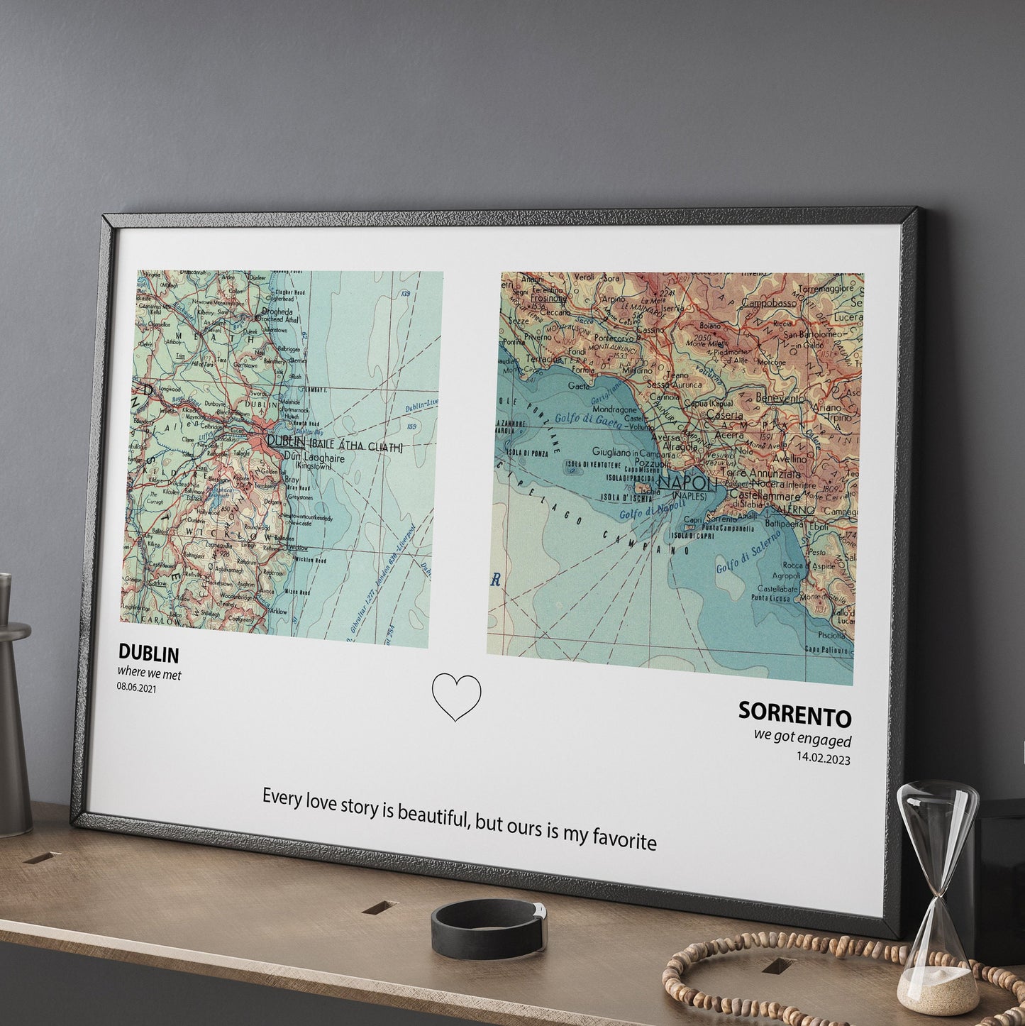 Custom Map Print 2 Locations - Magic Posters