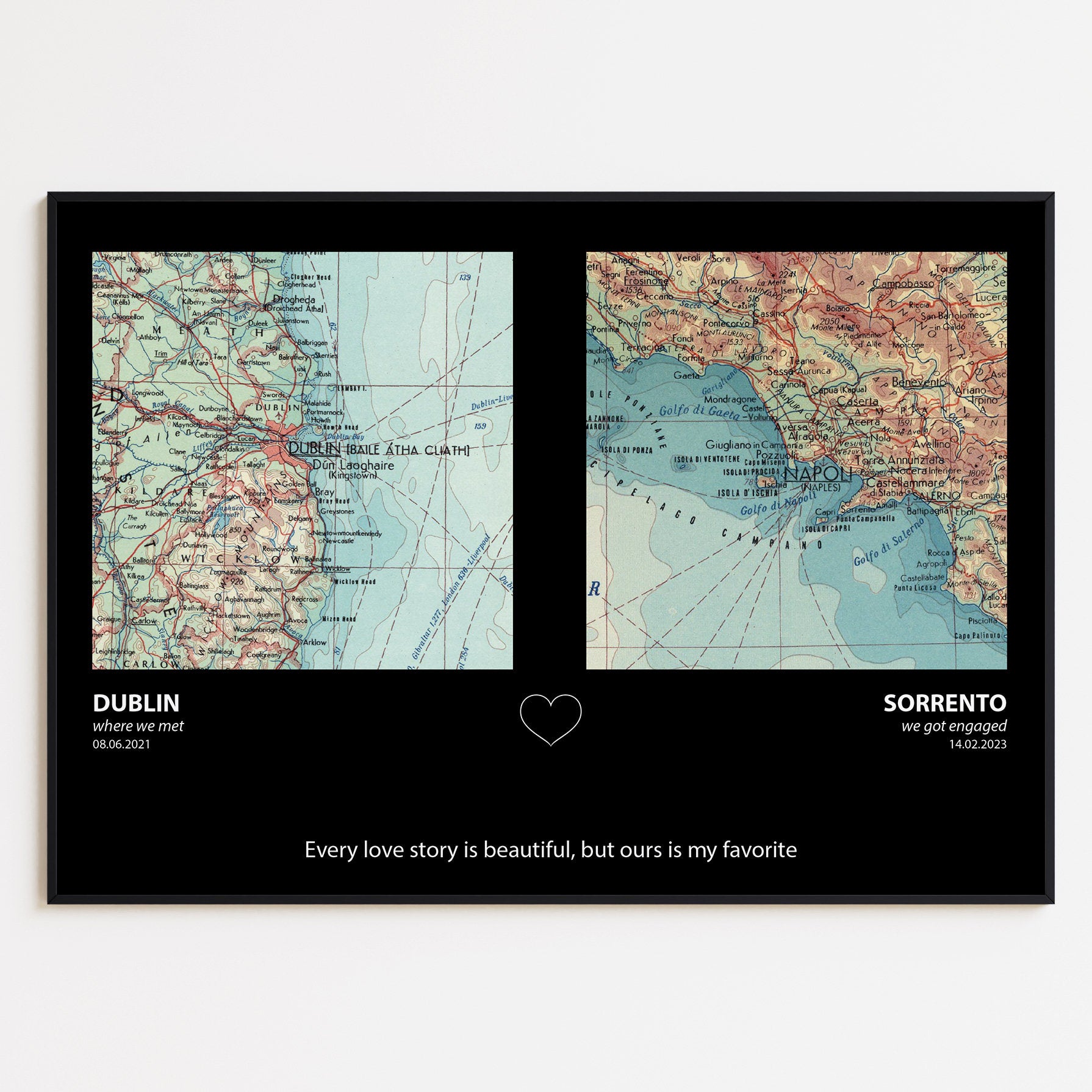 Personalised Map Print, Custom Couples Gift - Magic Posters
