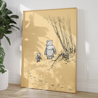 Winnie The Pooh and Piglet Print (Walking through the woods) - Magic Posters