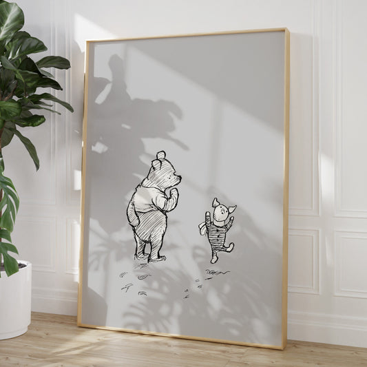 Winnie The Pooh Print, Nursery Decor, Playroom Wall Art, Personalised Baby Gift, Kids Room Artwork, Girls Room Posters, Boys Room Print