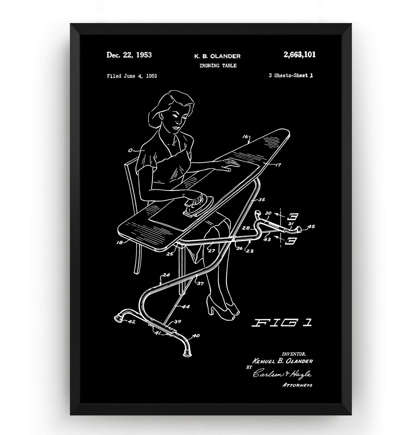 Ironing Board 1953 Patent Print - Magic Posters