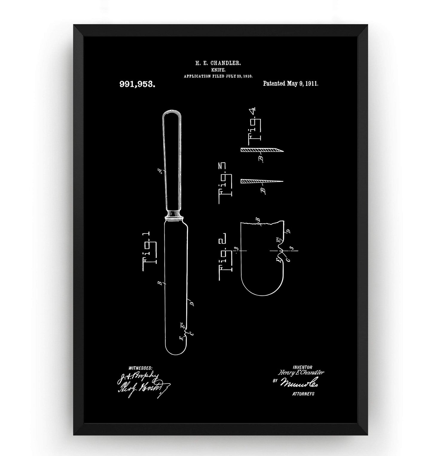 Knife 1911 Patent Print - Magic Posters