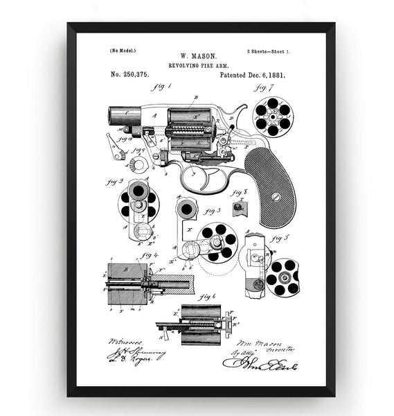 Mason Revolver Patent Print - Magic Posters