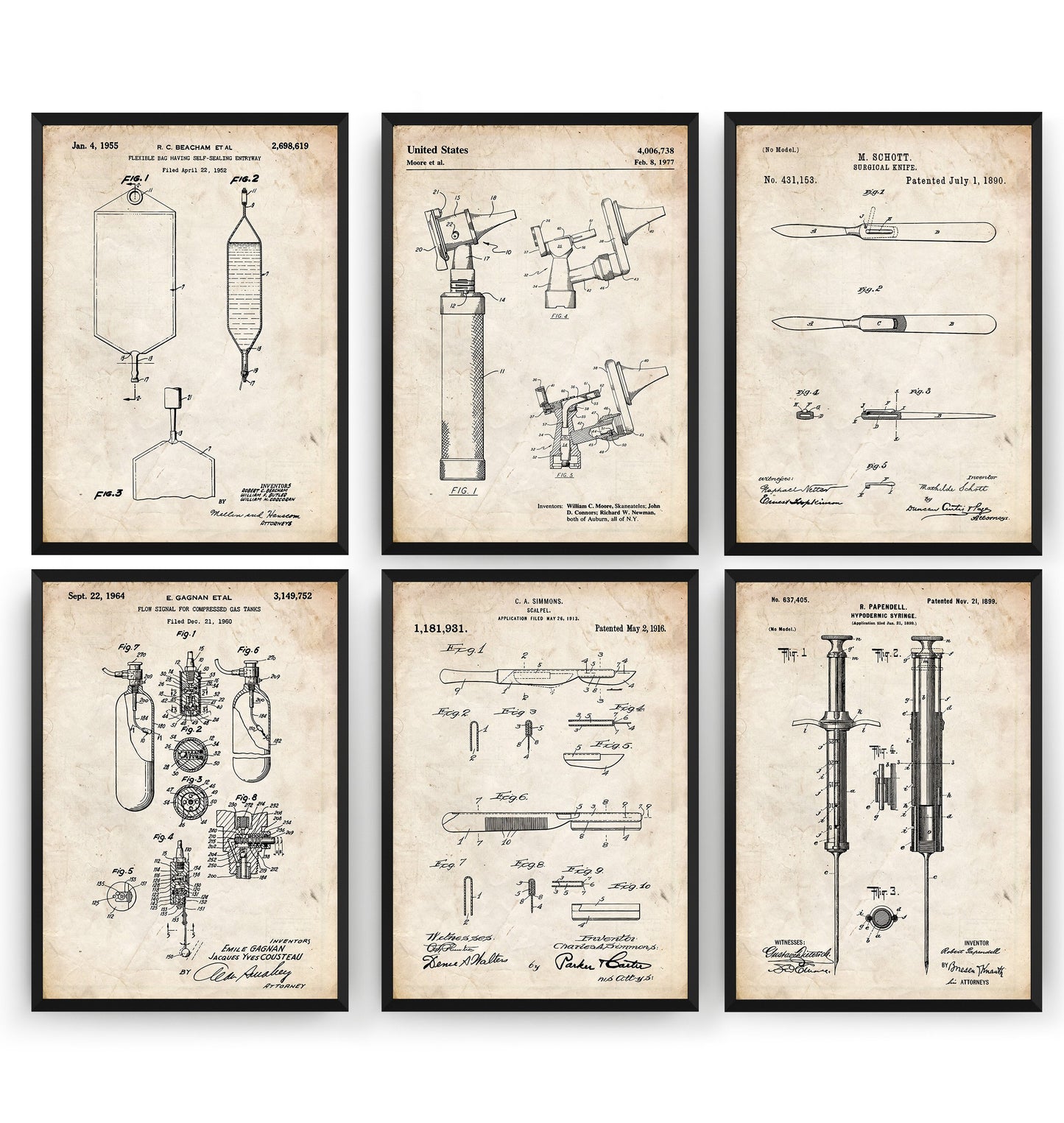 Medical Set Of 6 Patent Prints - Magic Posters