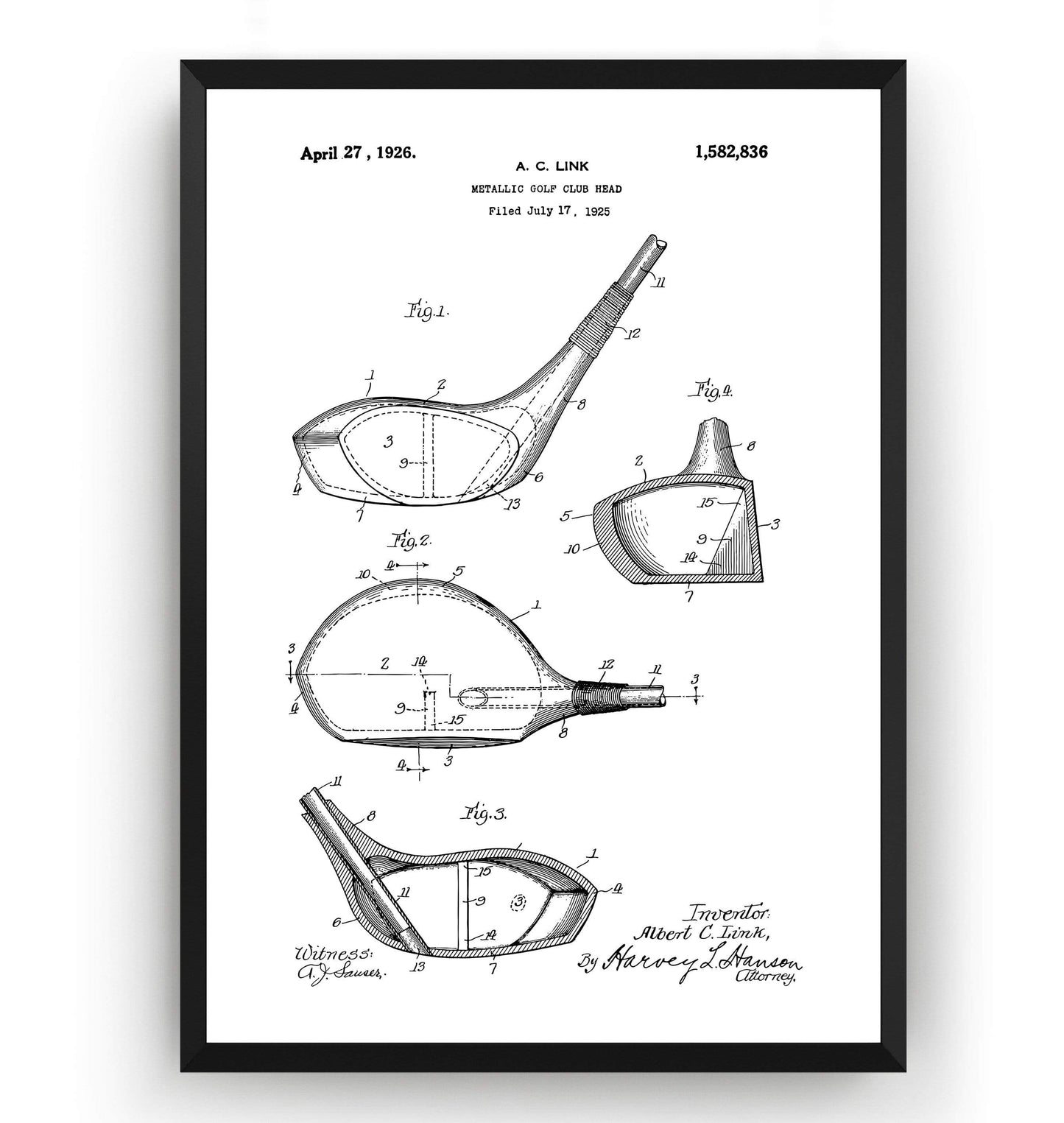 Metallic Golf Club Head Patent Print - Magic Posters